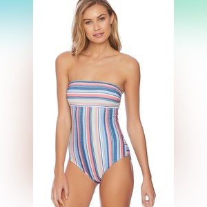 NWOT - SPLENDID Bandeau Lace Up One Piece Swimsuit (Size M)